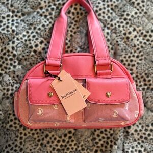 Juicy Couture Coral Pink Shoulder Bag with Gold Heart Accents
